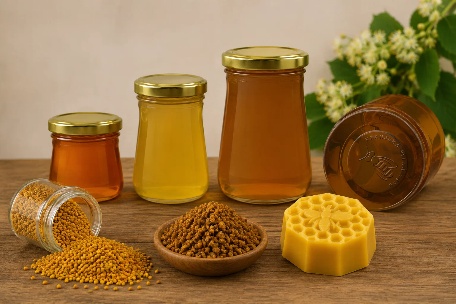 Med, cvetni prah, propolis in čebelji vosek